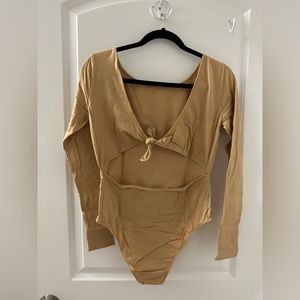 Beige tied back bodysuit